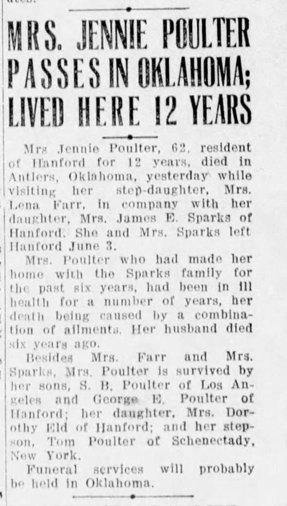 Clipping from Hanford Morning Journal
